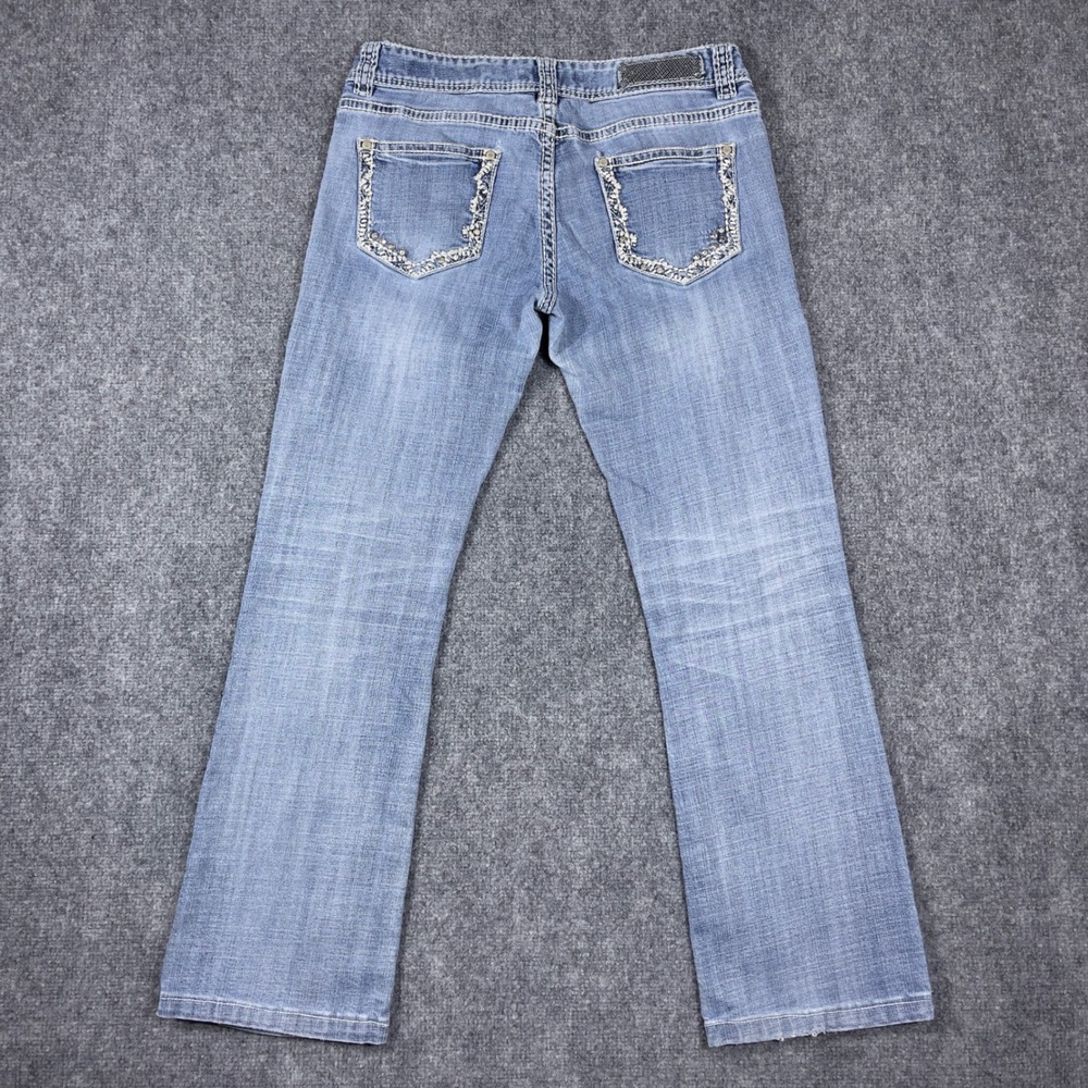 Y2K Rock and Roll Cowgirl Low Rise Bootcut Jeans Womens 31x29 Blue W0-3632 - Picture 2 of 11